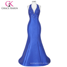 Grace Karin Gorgeous Halter Satin Perlen Royal Blue Sexy Lange Abendkleider CL6024